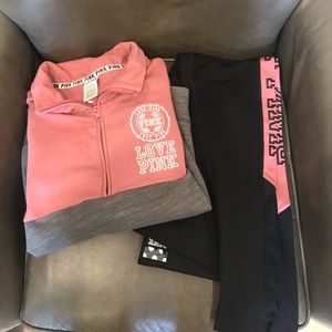 Pink pullover and mesh legging set!